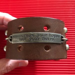 Handmade Upcycled leather brown cuff